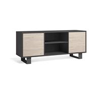 Skraut Home - Mobile TV 140 con 2 porte, soggiorno, modello Wind, colore struttura grigio antracite, colore ante rovere, misure 140 x 40 x 57 cm di altezza.