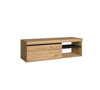 Skraut Home - Mobile TV - Modello Naturale - 120 x 40 x 41 cm - Mobile Ausiliario 1 Anta e Ripiano - Stile Nordico - Melaminico - Finitura Rovere e Nero