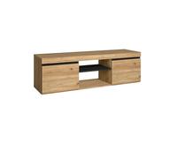 Skraut Home - Mobile TV - Modello Naturale - 140 x 40 x 41 cm - Mobile Ausiliario 2 Ante e 1 Ripiano Centrale - Stile Nordico - Melaminico - Rovere e Nero
