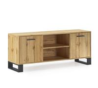 Skraut Home - Mobile TV per Soggiorno - 57 x 137 x 40 cm - Adatto per TV 32/40/42/50/55/60" - Modello Loft - Struttura Colore Rovere Rustico - Gambe in Legno Nero