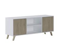 Skraut Home - Mobile TV per Soggiorno - 57 x 140 x 40 cm - Adatto per TV 32/40/50/55/60" - Modello Wind 140 - Bianco Opaco - 2 Ante Battenti Colore Puccini