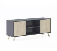 Skraut Home - Mobile TV per Soggiorno - 57 x 140 x 40 cm - Adatto per TV 32/40/50/55/60" - Modello Wind 140 - Grigio - 2 Ante Battenti Colore Puccini