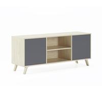 Skraut Home - Mobile TV per Soggiorno - 57 x 140 x 40 cm - Adatto per TV 32/40/50/55/60" - Modello Wind 140 - Puccini - 2 Ante Battenti Colore Grigio