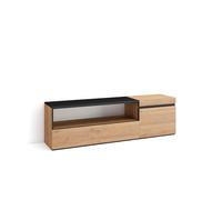 Skraut Home | Mobile TV Soggiorno | Ampio spazio a disposizione | 150x45x35cm | Per TV fino a 65" | Mobile Soggiorno | Stile moderno | Rovere e nero