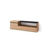Skraut Home | Mobile TV Soggiorno | Ampio spazio a disposizione | 150x45x35cm | Per TV fino a 65" | Mobile Soggiorno | Stile moderno | Rovere e nero