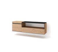Skraut Home | Mobile TV Soggiorno | Ampio spazio a disposizione | 150x45x35cm | Per TV fino a 65" | Sospeso, da appendere | Stile moderno | Rovere e nero