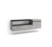 Skraut Home | Mobile TV Soggiorno | Ampio spazio a disposizione | 150x45x35cm | Per TV fino a 65" | Sospeso, da appendere | Stile moderno | Cemento