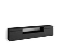 Skraut Home | Mobile TV Soggiorno | Ampio spazio a disposizione | 200x45x35cm | Per TV fino a 80" | Mobile Soggiorno | Stile moderno | Nero
