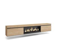 Skraut Home | Mobile TV Soggiorno | Ampio spazio a disposizione | 267x45x35 cm | TV di grande formato | Camino elettrico XXL | Sospeso, da appendere | Stile moderno | Rovere