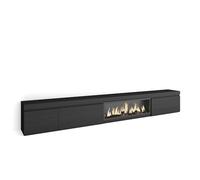 Skraut Home | Mobile TV Soggiorno | Ampio spazio a disposizione | 317x45x35 cm | Camino elettrico XXL | Stile moderno | Nero