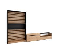 Skraut Home | Mobili da soggiorno per TV | Set di mobili da pranzo | 210 x 186 x 35 cm | per TV fino a 80" | Mobile TV | Stile moderno | rovere e nero