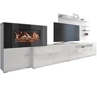 Skraut Home - Mobili per Soggiorno con Camino Elettrico - 170 x 290 x 45 cm - Sistema di Illuminazione LED Effetto Fiamma - Nuovo Modello Olympo - Stile Moderno - Finitura Bianca
