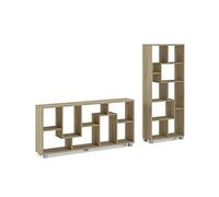 Skraut Home - Scaffale di Design - 161 x 69 x 25 cm - Libreria Verticale o Orizzontale - Modello ZIG-ZAG Sonoma - Facilità di Montaggio - Resistente - Legno Rovere Chiaro