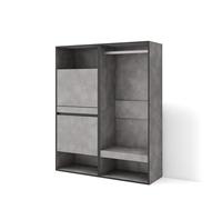 Skraut Home | Scarpiera | Mobile Salvaspazio | 120x145x35 cm | Camera da letto, stanza | Armadio Aperto | Stile moderno | Cemento