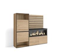 Skraut Home | Scarpiera | Mobile Salvaspazio | 167x145x35 cm | Camera da letto, stanza | Camino elettrico XXL | Pannelli Decorativi | Stile moderno | Rovere