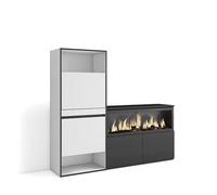 Skraut Home | Scarpiera | Mobile Salvaspazio | 167x145x35 cm | Camera da letto, stanza | Camino elettrico XXL | Stile moderno | Bianco