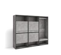 Skraut Home | Scarpiera | Mobile Salvaspazio | 180x145x35 cm | Camera da letto, stanza | Armadio Aperto | Stile moderno | Cemento