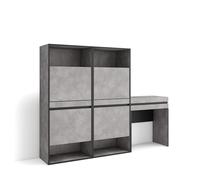 Skraut Home | Scarpiera | Mobile Salvaspazio | 190x145x35 cm | Camera da letto, stanza | Tavolo da toeletta | Stile moderno | Cemento