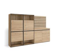 Skraut Home | Scarpiera | Mobile Salvaspazio | 227x145x35 cm | Camera da letto, stanza | Cassettiera | Pannelli Decorativi | Stile moderno | Rovere