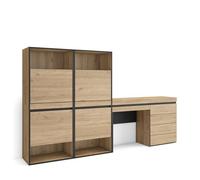 Skraut Home | Scarpiera | Mobile Salvaspazio | 247x145x35 cm | Camera da letto, stanza | Cassettiera | Tavolo da toeletta | Stile moderno | Rovere