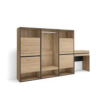 Skraut Home | Scarpiera | Mobile Salvaspazio | 250x145x35 cm | Camera da letto, stanza | Armadio Aperto | Tavolo da toeletta | Stile moderno | Rovere