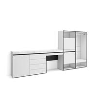 Skraut Home | Scarpiera | Mobile Salvaspazio | 297x145x35 cm | Camera da letto, stanza | Armadio Aperto | Cassettiera | Tavolo da toeletta | Stile moderno | Bianco