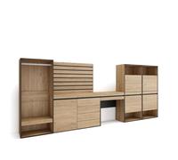 Skraut Home | Scarpiera | Mobile Salvaspazio | 357x145x35 cm | Camera da letto, stanza | Armadio Aperto | Cassettiera | Pannelli Decorativi | Tavolo da toeletta | Stile moderno | Rovere