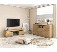 Skraut Home - Set Naturale soggiorno sala da pranzo, mobili ausiliari, buffet mobile-tv 140cm Rovere Nero Nordico