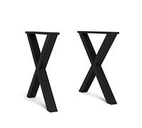 Skraut Home - Supporto - Piedi - Cavalletto - a forma di X - Gambe del tavolo in legno massello - Soggiorno - Sala da pranzo - Scrivania - Laccato Nero - 72x72cm