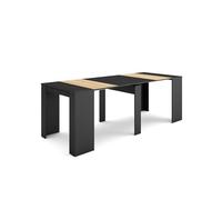 Skraut Home | Table console extensible | Console meuble | 220 | Pour 10 personnes | Table à Manger | Style moderne | Noir et chêne