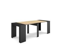 Skraut Home | Table console extensible | Console meuble | 220 | Pour 10 personnes | Table à Manger | Style moderne | Noir et chêne