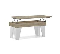 Skraut Home - Tavolino Elevabile - 45 x 92 x 50 cm - Tavolino con Contenitore - Modello KL - Resistente - Montaggio Facile - Finitura Legno - Rovere e Bianco