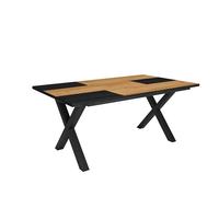Skraut Home - Tavolo da pranzo | 8 posti | 170 | Robusto e stabile grazie alla sua struttura e alle gambe solide | Ideale per le riunioni di famiglia | Rovere e nero | Stile industriale