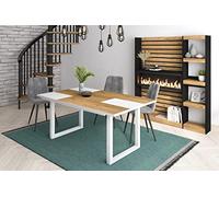 Skraut Home - Tavolo da pranzo | 8 posti | 170 | Robusto e stabile grazie alla sua struttura e alle gambe solide | Ideale per le riunioni di famiglia | Rovere e bianco | Stile industriale