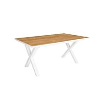 Skraut Home - Tavolo da pranzo | 8 posti | 170 | Robusto e stabile grazie alla sua struttura e alle gambe solide | Ideale per le riunioni di famiglia | Rovere e bianco | Stile industriale
