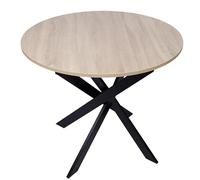Skraut Home | Tavolo da pranzo fisso rotondo | Modello ZEN | 90x90x77 cm di altezza | Capacità per 4 persone | Materiali resistenti (90cm, Rovere + Gambe Nere)