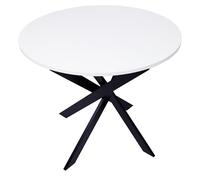 Skraut Home | Tavolo da pranzo fisso rotondo | Modello ZEN | 90x90x77 cm di altezza | Capacità per 4 persone | Materiali resistenti (90cm, Bianca + Gambe Nere)