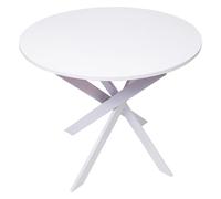 Skraut Home | Tavolo da pranzo fisso rotondo | Modello ZEN | 90x90x77 cm di altezza | Capacità per 4 persone | Materiali resistenti (90cm, Bianca + Gambe Bianche)