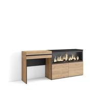 Skraut Home | Tavolo da toeletta | Tavolo da Trucco, stoccaggio | 177x75x35 cm | Con cassetto | Camino elettrico XXL | Stile moderno | Rovere