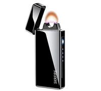 SKRFIRE Accendino Elettrico Antivento al Plasma ad Arco Ricaricabile USB con Indicatore di Batteria (Nero)