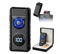 SKRFIRE Accendino elettrico ricaricabile al plasma per candele, torcia elettronica ad arco di tipo C, antivento, portatile, in metallo, con display a LED per campeggio, escursionismo, barbecue (nero)