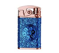 SKRFIRE Accendino elettronico personalizzato con accendino USB ricaricabile senza accendino al plasma con giradischi di decompressione e confezione regalo (blu)