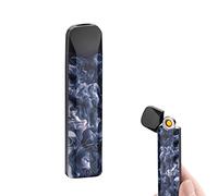 SKRFIRE Mini accendino, ultra sottile, antivento, elettrico, a doppio lato, in tungsteno, con interruttore tattile, ricaricabile, con indicatore di batteria a LED (nebbia)