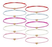 Skrfren 10 bracciali dell'amicizia a forma di cuore, regolabili, con ciondolo a forma di cuore, per donne e ragazze, set multicolore come regalo per fidanzata, migliore amica e famiglia