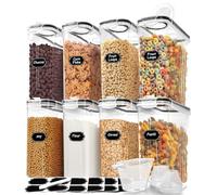 Skroam 8 PZ contenitori per cereali [4L/135,2 oz], contenitori ermetici per alimenti con beccuccio versatore, per organizzare la cucina e la dispensa, dispenser di cereali in plastica, misurino e 20