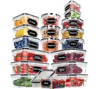Skroam Confezione da 36 contenitori per alimenti (18 contenitori ermetici da cucina e 18 coperchi), contenitori in plastica senza BPA, per la preparazione dei pasti e la conservazione della dispensa