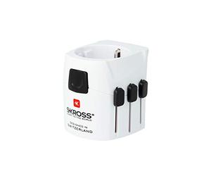 SKROSS | 1.103150 | PRO Light | Adattatore Universale da Viaggio a 2 e 3 Poli per Schuko. Tensione e Potenza nominale: 100V - 630W / 250V - 1575W - Adatto a PC e Asciugacapelli. Protezione Anti Scossa