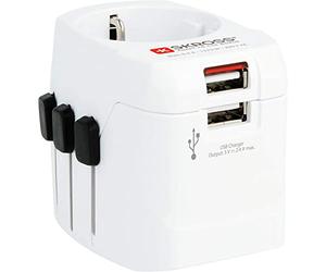 SKROSS | 1.302460 | PRO Light USB | Adattatore Universale da Viaggio a 2 e 3 Poli e con 2 Prese USB | Tensione e Potenza: 100V - 630W / 250V - 1575W - Protezione Anti Scossa