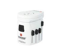 Skross 1.302530 adattatore da viaggio mondo Pro World e USB, tutti i dispositivi 2/3 pin, bianco