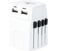 Skross 1.302800, Adattatore da Viaggio 2 Poli con Caricabatteria UK USB 2.1 A, Bianco